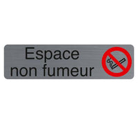 Plaque adhésive - Espace non fumeur - Imitation alu - 16,5x4,4cm - Signalétique