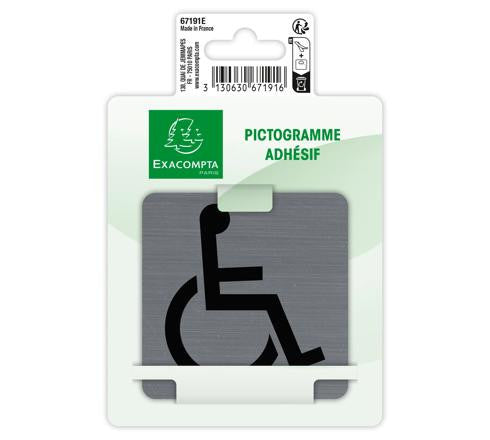 Plaque adhésive - Handicapés - 7,5x7,5cm - Imitation alu - Signalétique