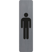 Plaque adhésive - Picto homme - Toilette - Imitation alu - 16,5x4,4cm - Signalétique