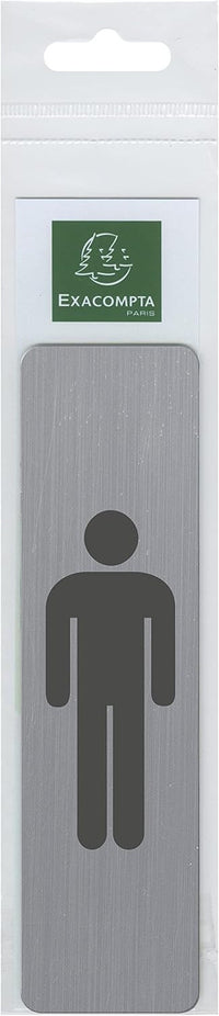 Plaque adhésive - Picto homme - Toilette - Imitation alu - 16,5x4,4cm - Signalétique