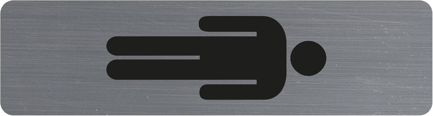 Plaque adhésive - Picto homme - Toilette - Imitation alu - 16,5x4,4cm - Signalétique