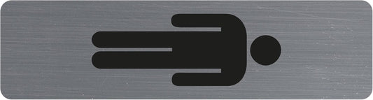 Plaque adhésive - Picto homme - Toilette - Imitation alu - 16,5x4,4cm - Signalétique