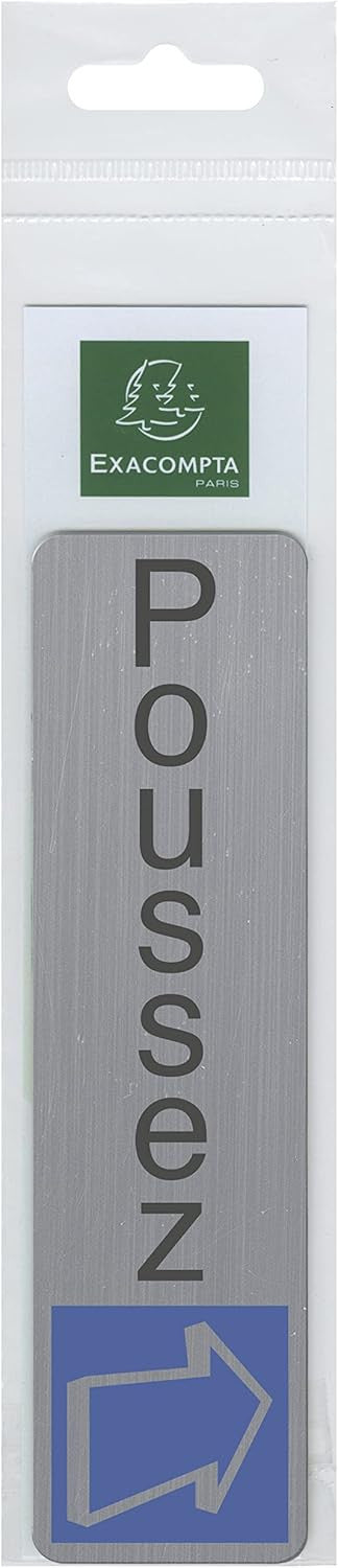 Plaque adhésive - Poussez - Vertical - Imitation alu - 16,5x4,4cm - Signalétique