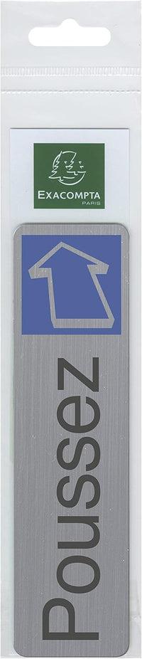 Plaque adhésive - Poussez - Horizontal - Imitation alu - 16,5x4,4cm - Signalétique