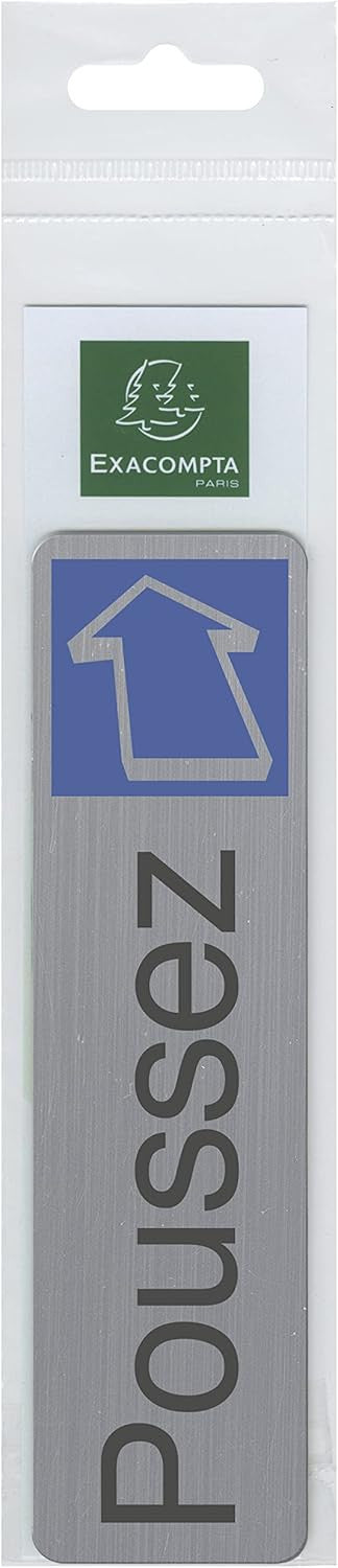 Plaque adhésive - Poussez - Horizontal - Imitation alu - 16,5x4,4cm - Signalétique