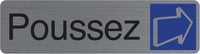 Plaque adhésive - Poussez - Horizontal - Imitation alu - 16,5x4,4cm - Signalétique
