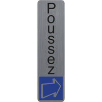Plaque adhésive - Poussez - Vertical - Imitation alu - 16,5x4,4cm - Signalétique