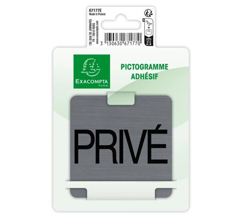 Plaque adhésive - Privé - Espace privé - 7,5x7,5cm - Imitation alu - Signalétique