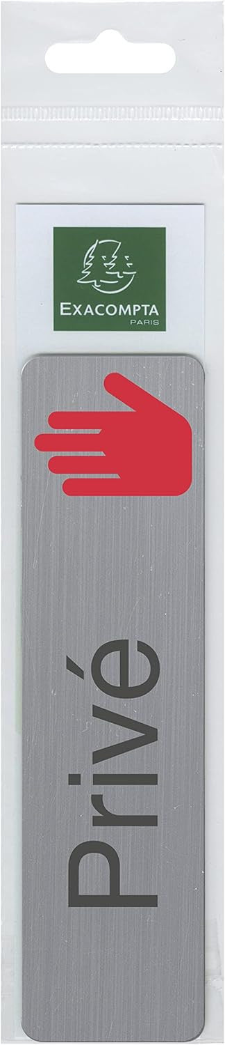 Plaque adhésive - Privé - Avec pictogramme - Imitation alu - 16,5x4,4cm - Signalétique