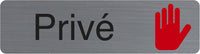 Plaque adhésive - Privé - Avec pictogramme - Imitation alu - 16,5x4,4cm - Signalétique
