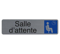 Plaque adhésive - Salle d'attente - Avec pictogramme - Imitation alu - 16,5x4,4cm - Signalétique