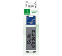 Plaque adhésive - Salle d'attente - Avec pictogramme - Imitation alu - 16,5x4,4cm - Signalétique