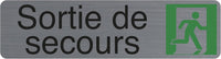 Plaque adhésive - Sortie de secours - Imitation alu - 16,5x4,4cm - Signalétique