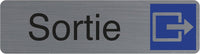 Plaque adhésive - Sortie - Avec pictogramme - Imitation alu - 16,5x4,4cm - Signalétique