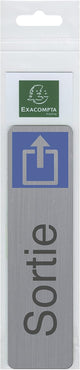 Plaque adhésive - Sortie - Avec pictogramme - Imitation alu - 16,5x4,4cm - Signalétique