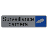 Plaque adhésive - Surveillance caméra - Imitation alu - 16,5x4,4cm - Signalétique