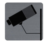 Plaque adhésive - Vidéo surveillance - Caméra - 7,5x7,5cm - Imitation alu - Signalétique