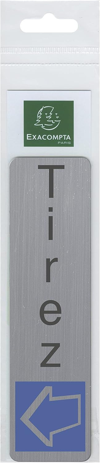 Plaque adhésive - Tirez - Vertical - Imitation alu - 16,5x4,4cm - Signalétique