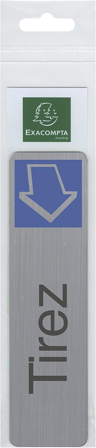Plaque adhésive - Tirez - Horizontal - Imitation alu - 16,5x4,4cm - Signalétique