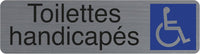 Plaque adhésive - Toilettes handicapés - Imitation alu - 16,5x4,4cm - Signalétique