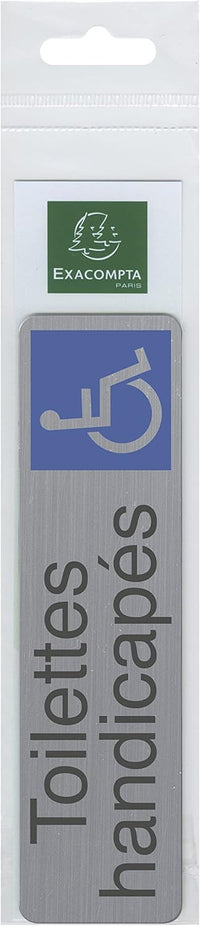 Plaque adhésive - Toilettes handicapés - Imitation alu - 16,5x4,4cm - Signalétique