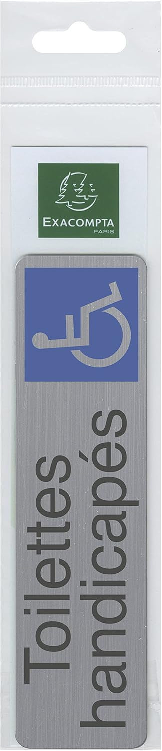 Plaque adhésive - Toilettes handicapés - Imitation alu - 16,5x4,4cm - Signalétique