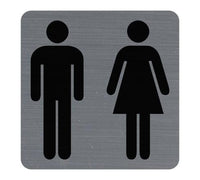 Plaque adhésive - Toilettes - Homme/Femme - 7,5x7,5cm - Imitation alu - Signalétique