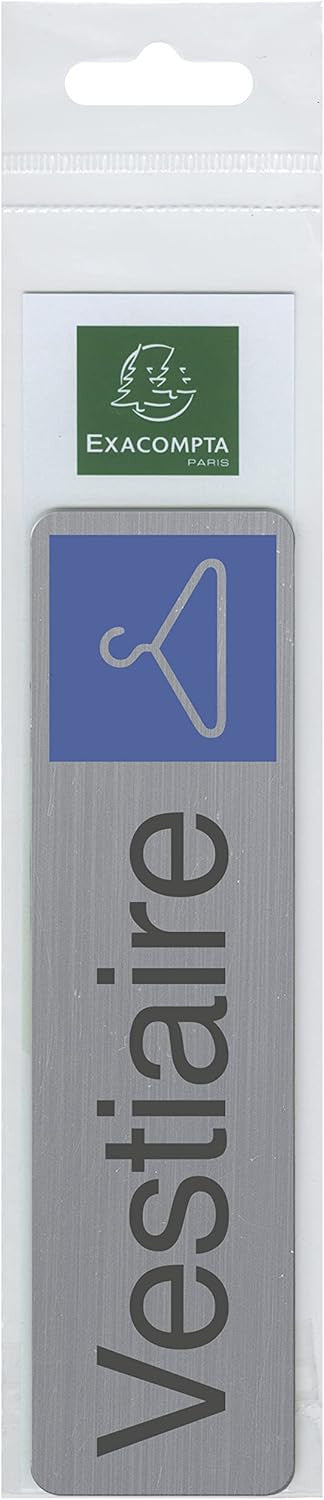Plaque adhésive - Vestiaire - Avec pictogramme - Imitation alu - 16,5x4,4cm - Signalétique