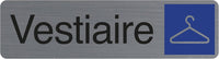 Plaque adhésive - Vestiaire - Avec pictogramme - Imitation alu - 16,5x4,4cm - Signalétique