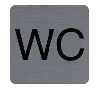 Plaque adhésive - Toilettes - WC - 7,5x7,5cm - Imitation alu - Signalétique