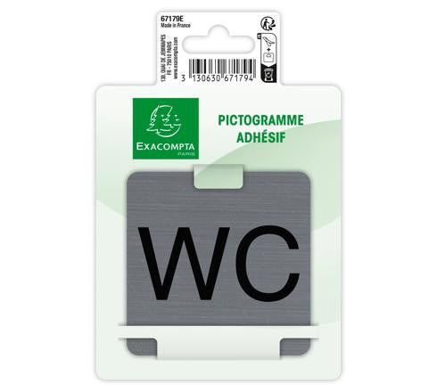 Plaque adhésive - Toilettes - WC - 7,5x7,5cm - Imitation alu - Signalétique