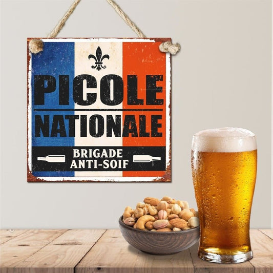 Plaque décorative - Picole Nationale - Style vintage - Métal - 20x20cm - Déco