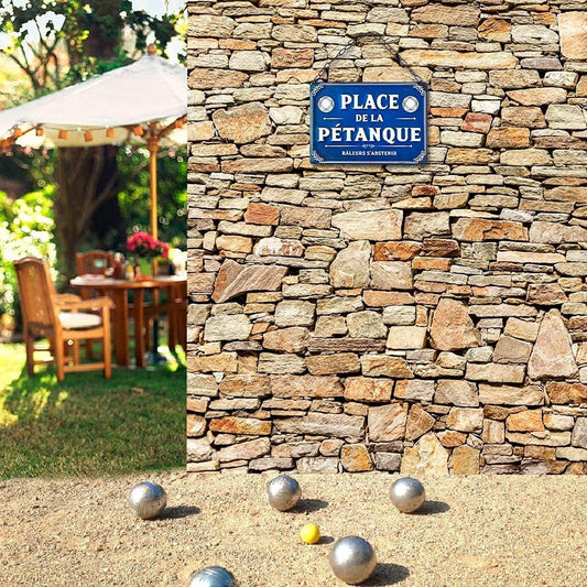 Plaque vintage - Place de la pétanque - Métal - 20x14cm - A suspendre - Décoration