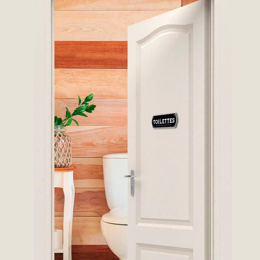 Plaque vintage - Toilettes - Métal - 7,5x19cm - A fixer - Décoration - Maison