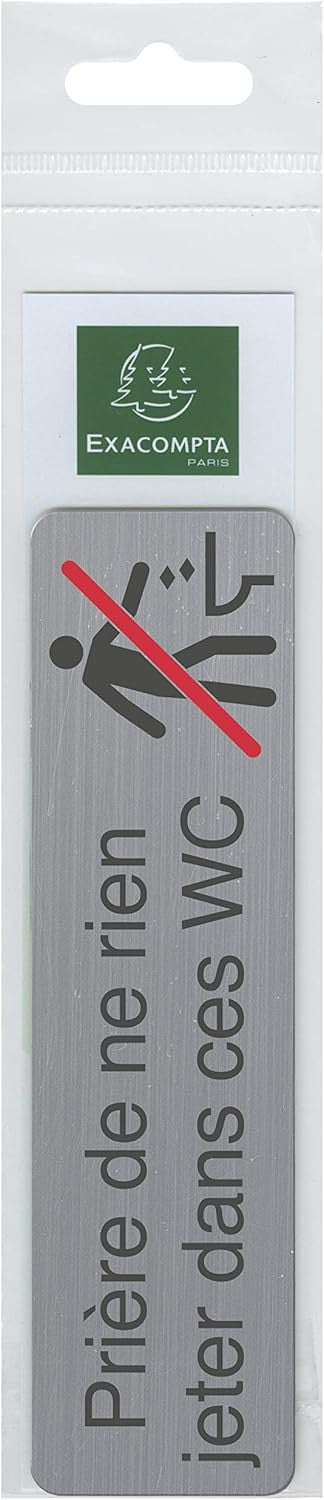 Plaque adhésive - Ne rien jeter dans les WC - Imitation alu - 16,5x4,4cm - Signalétique