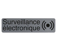 Plaque adhésive - Surveillance électronique - Imitation alu - 16,5x4,4cm - Signalétique