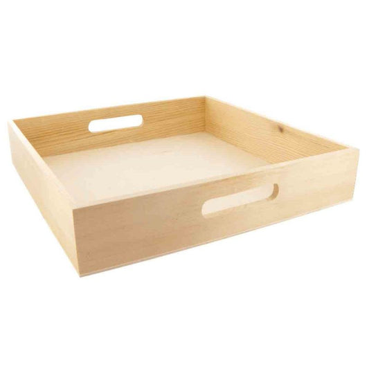 Plateau carré - Bois naturel - Personnalisable - 32 x 32 x 6 cm
