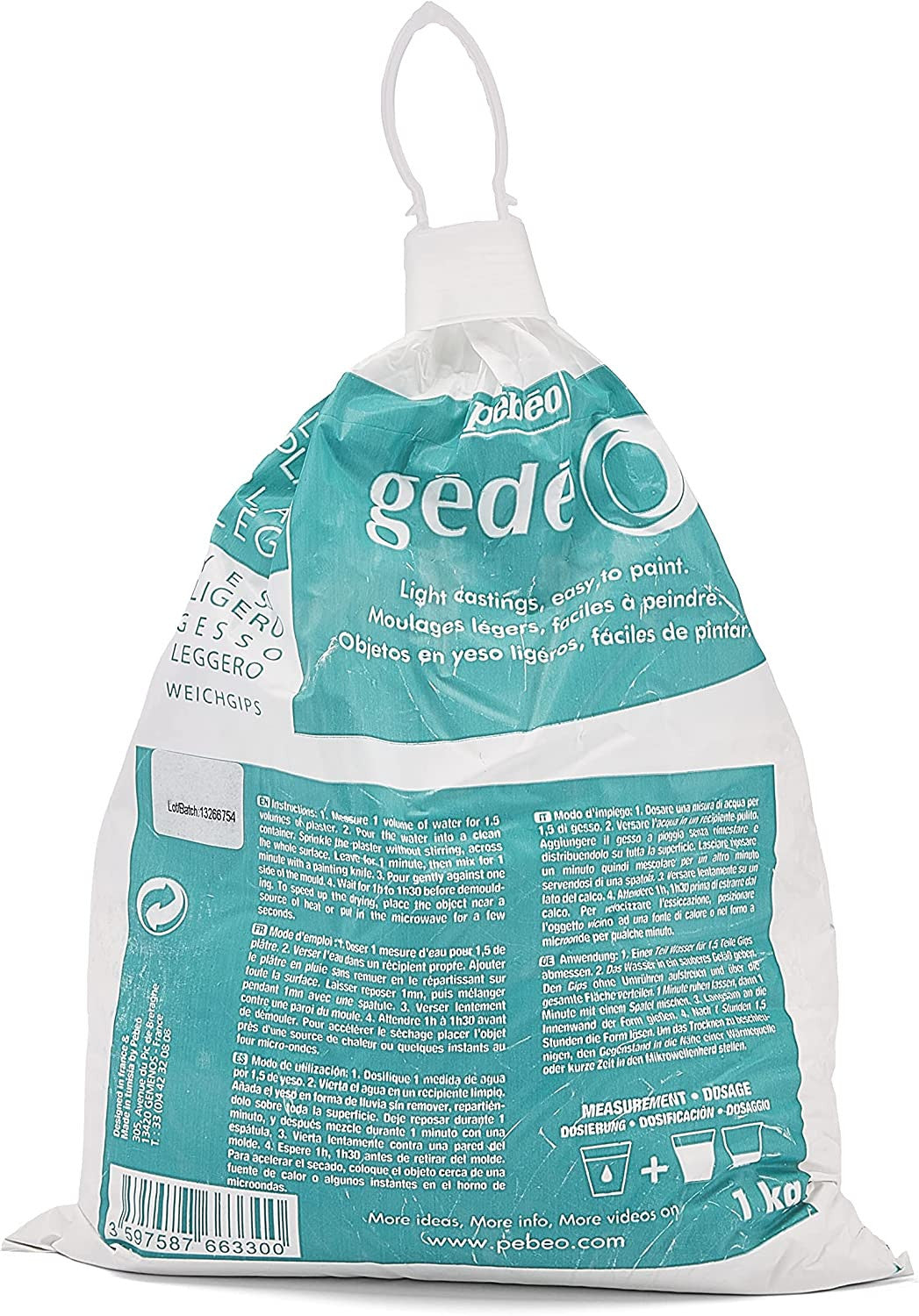 Plâtre - Blanc - Pour moulage et coulage - Léger - Faible densité - Gédéo - 1kg