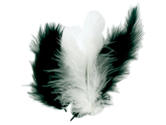Plumes naturelles - Camaïeu noir et blanc - 10 cm - 50 pièces