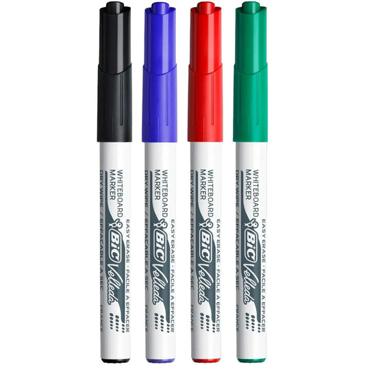 Pochette de 4 marqueurs effaçables - Velleda 1741 - Assortiment - Bic