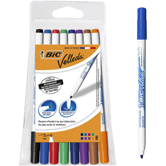 Pochette De 8 Marqueurs Effaçables - Velleda 1721 - Assortiment - Bic