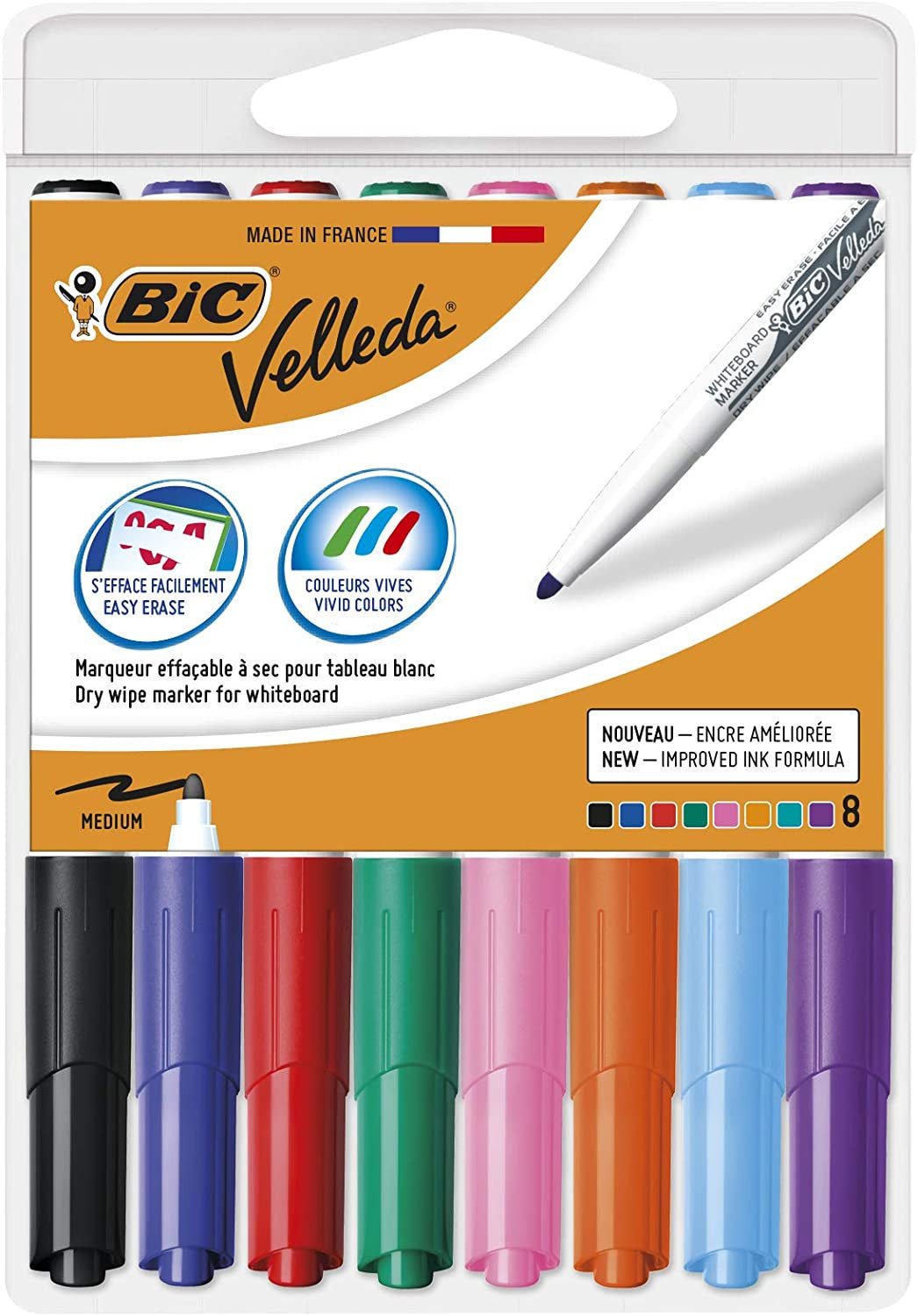 Pochette De 8 Marqueurs Effaçables - Velleda 1741 - Assortiment - Bic