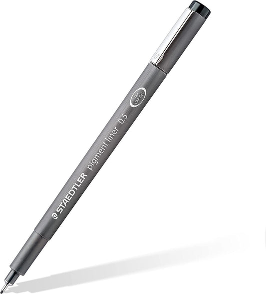 Pochette de 12 feutres fins - Noir - Assortiments de pointes - Pigment Liner - Staedtler