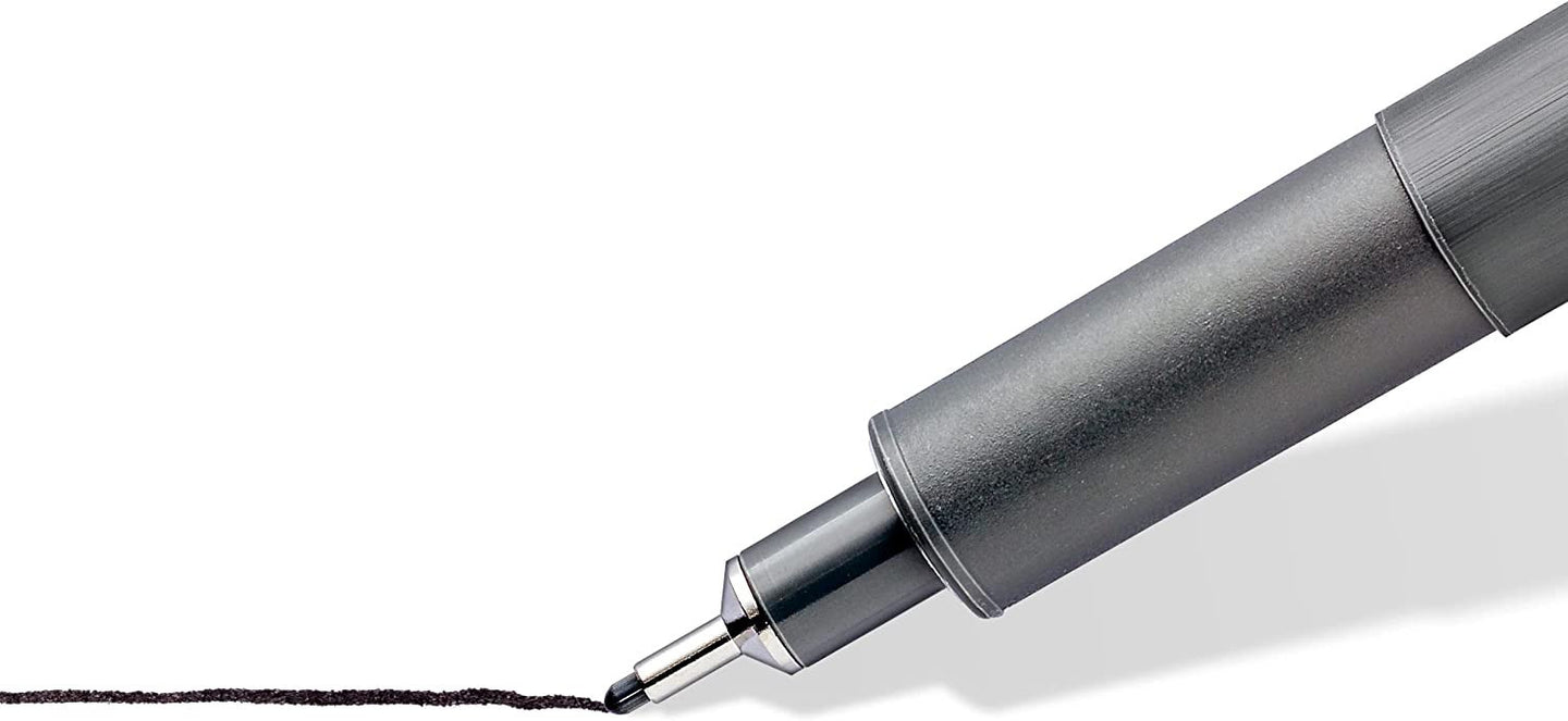 Pochette de 12 feutres fins - Noir - Assortiments de pointes - Pigment Liner - Staedtler