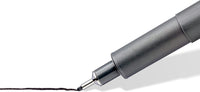 Pochette de 12 feutres fins - Noir - Assortiments de pointes - Pigment Liner - Staedtler