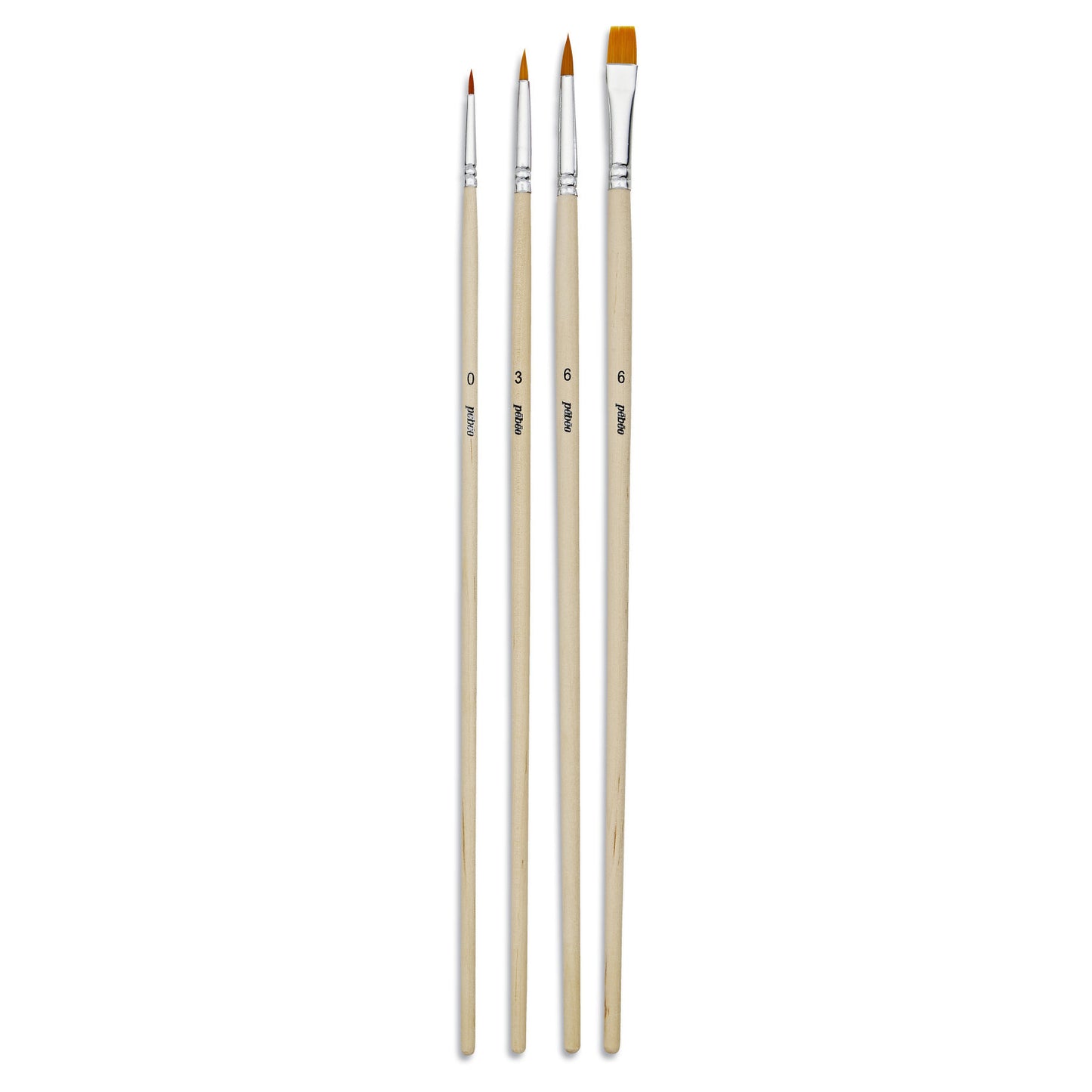 Pinceaux - Plat - Rond - 4 tailles - Manche long - Acrylique - Huile - Pébéo