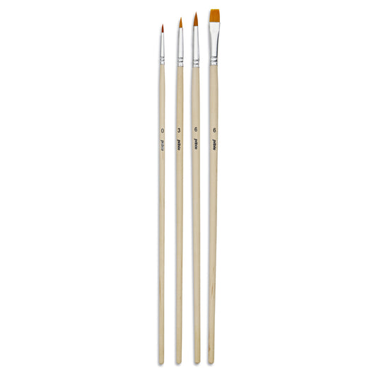 Pinceaux - Plat - Rond - 4 tailles - Manche long - Acrylique - Huile - Pébéo
