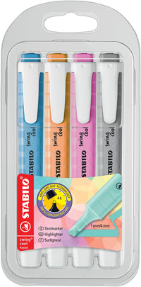 Pochette de 4 surligneurs STABILO swing cool Pastel - assortiment pastel