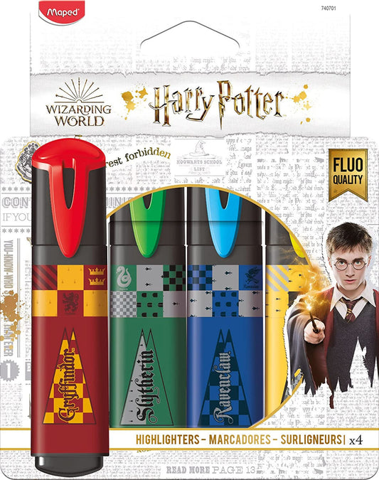 Pochette de 4 surligneurs - Harry Potter - Pointe biseautée - Maped