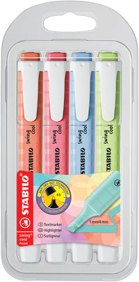 Pochette de 4 surligneurs STABILO swing cool Pastel - assortiment pastel